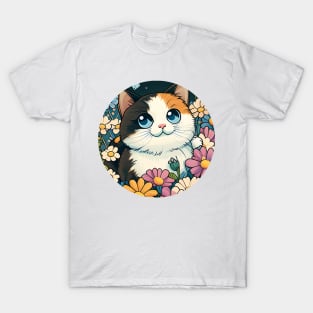 Flower Garden Kitty Cat Butterflies - Funny Cats T-Shirt